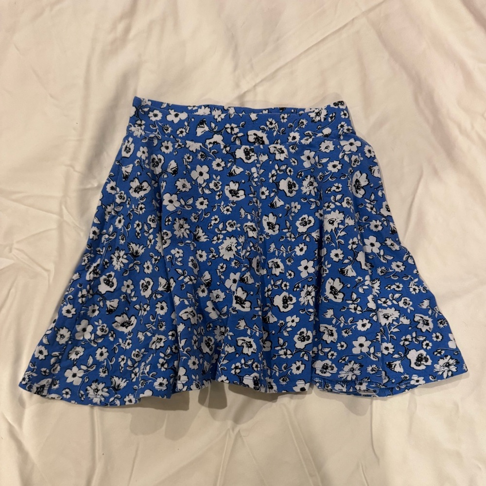 SO Blue Floral Skater Skirt Juniors Small | A-Line Mini Skirt Summer Casual